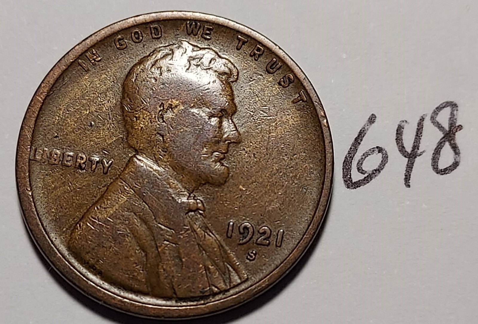 1921-S Lincoln Wheat Cent   #648