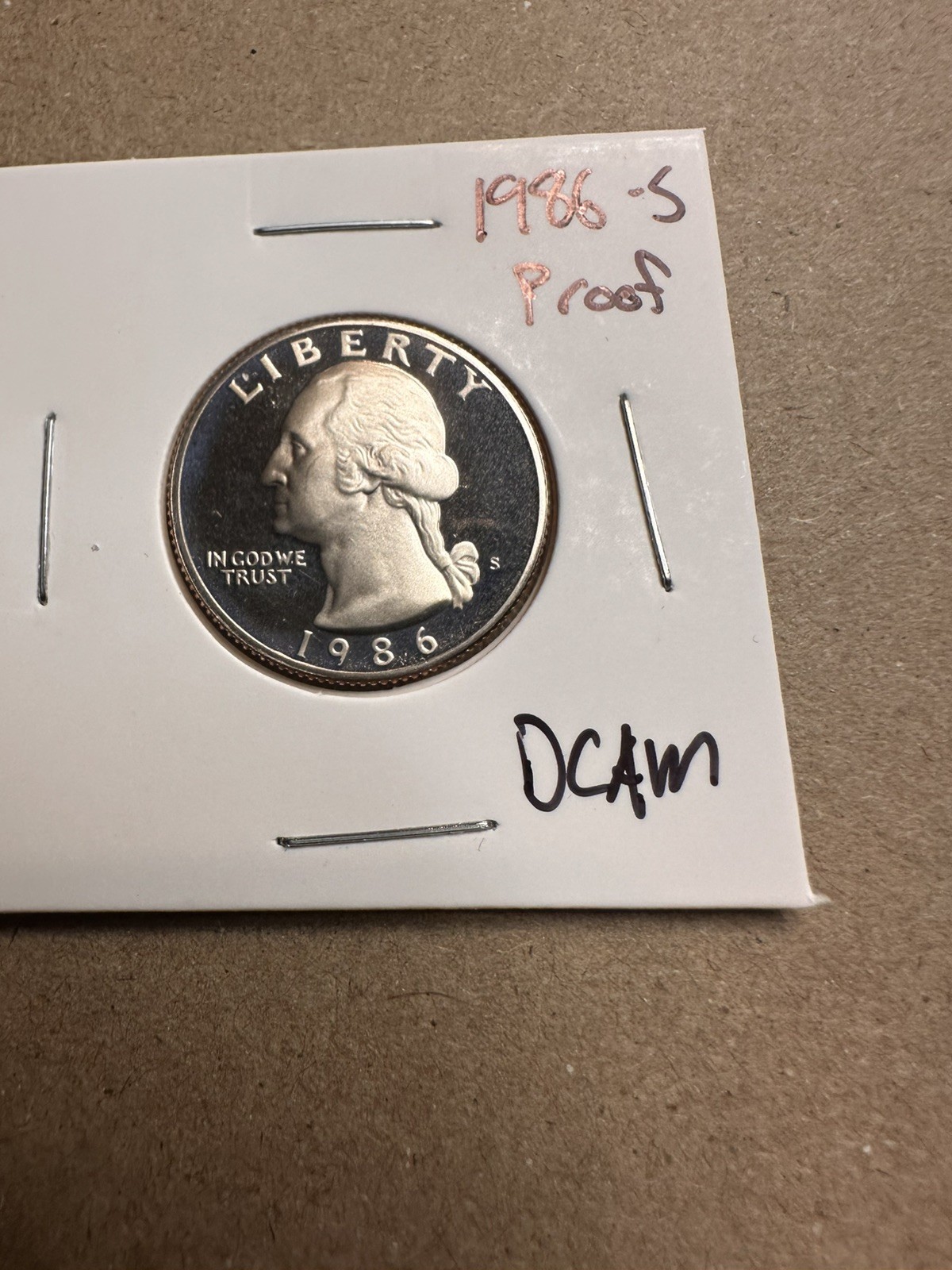 1986-S Washington Quarter Cameo PROOF BU (Brilliant Uncirculated) San Francisco