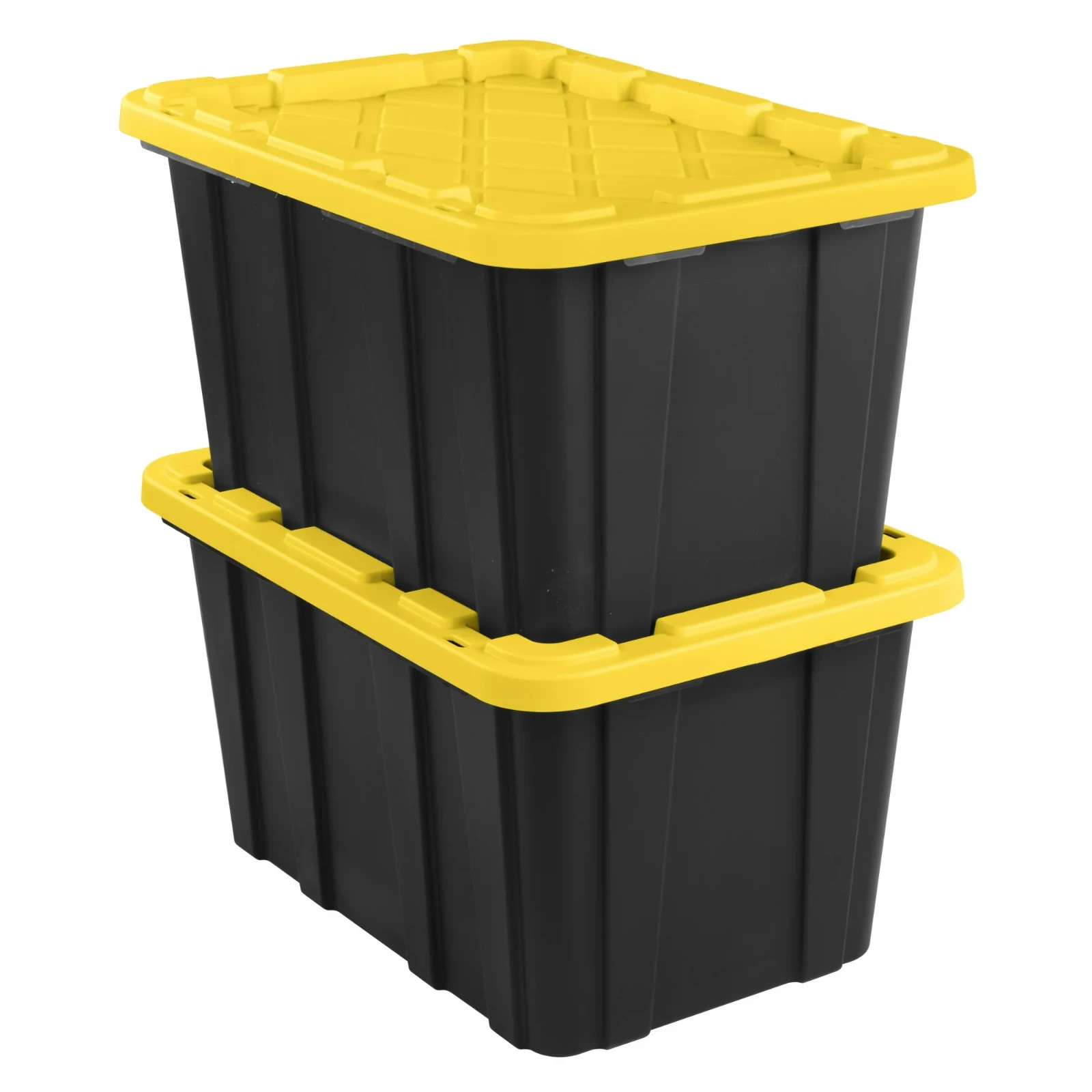 Sterilite 27 Gallon Durable Plastic Storage Tote - Black & Yellow (6 Pack)