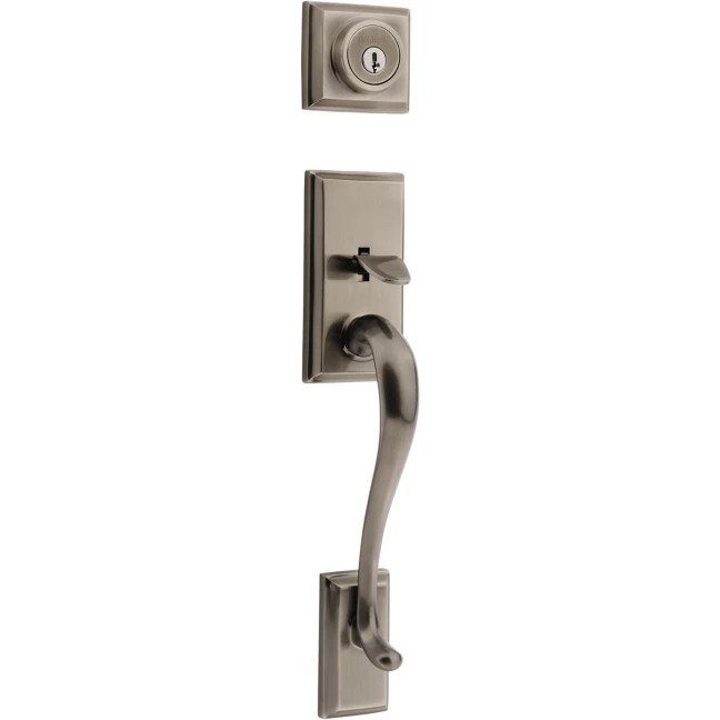 Kwikset Hawthorne Handleset - Keyed Deadbolt, Antique Nickel 800HE LIP 15A