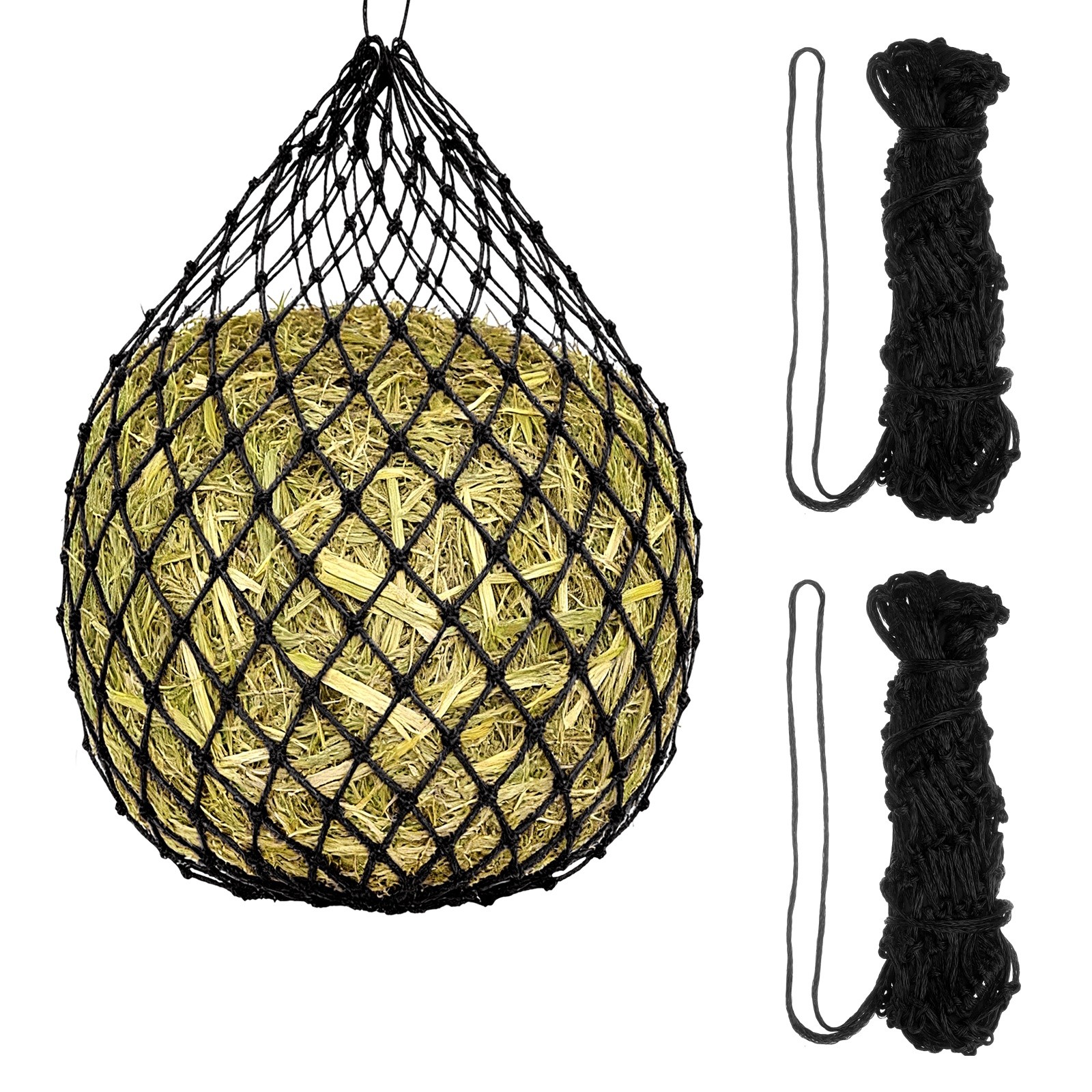 Slow Feeder Hay Net 40" L 2" Holes Strong Load-Bearing Black 2Pcs