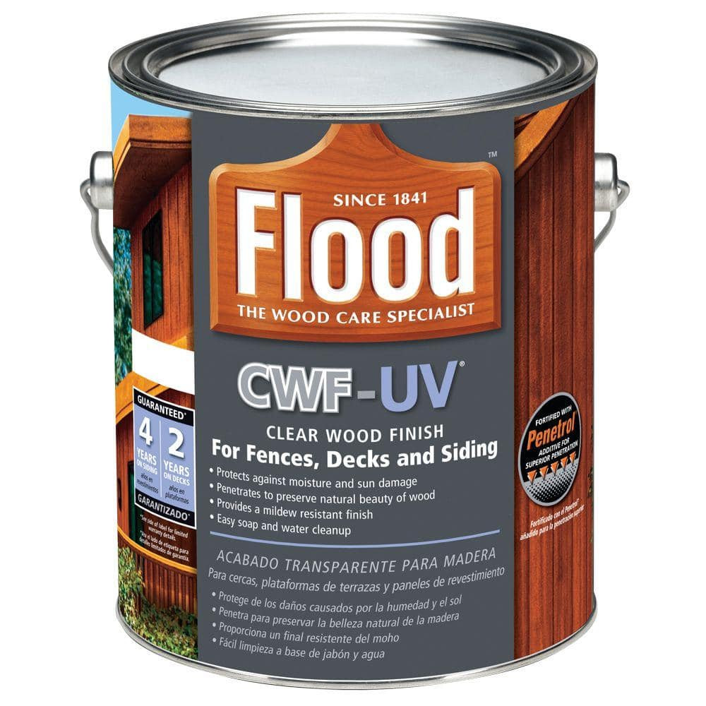 1-Gallon CLEAR OIL WOOD FINISH Fences Deck Siding Paint Exterior Stain CWF-UV