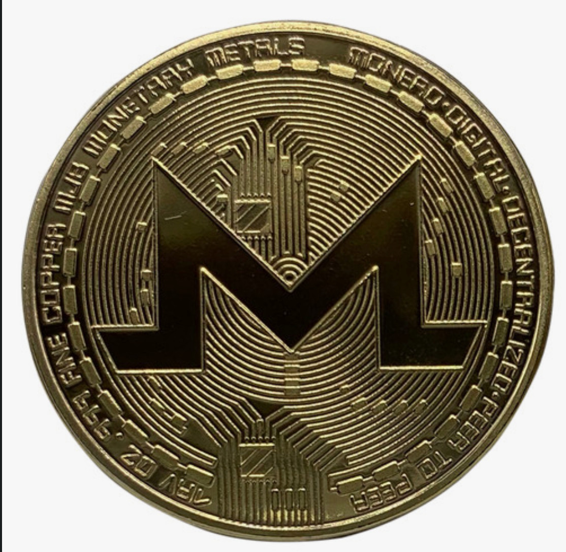 1Pc Monero Coin Gold Plated Miner Cryptocurrency