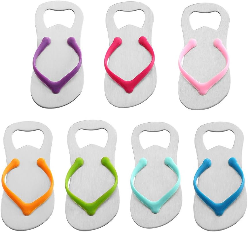 7 Pack Flip Flop Bottle Opener Separately Gift Wrapped for Wedding Party Favors.