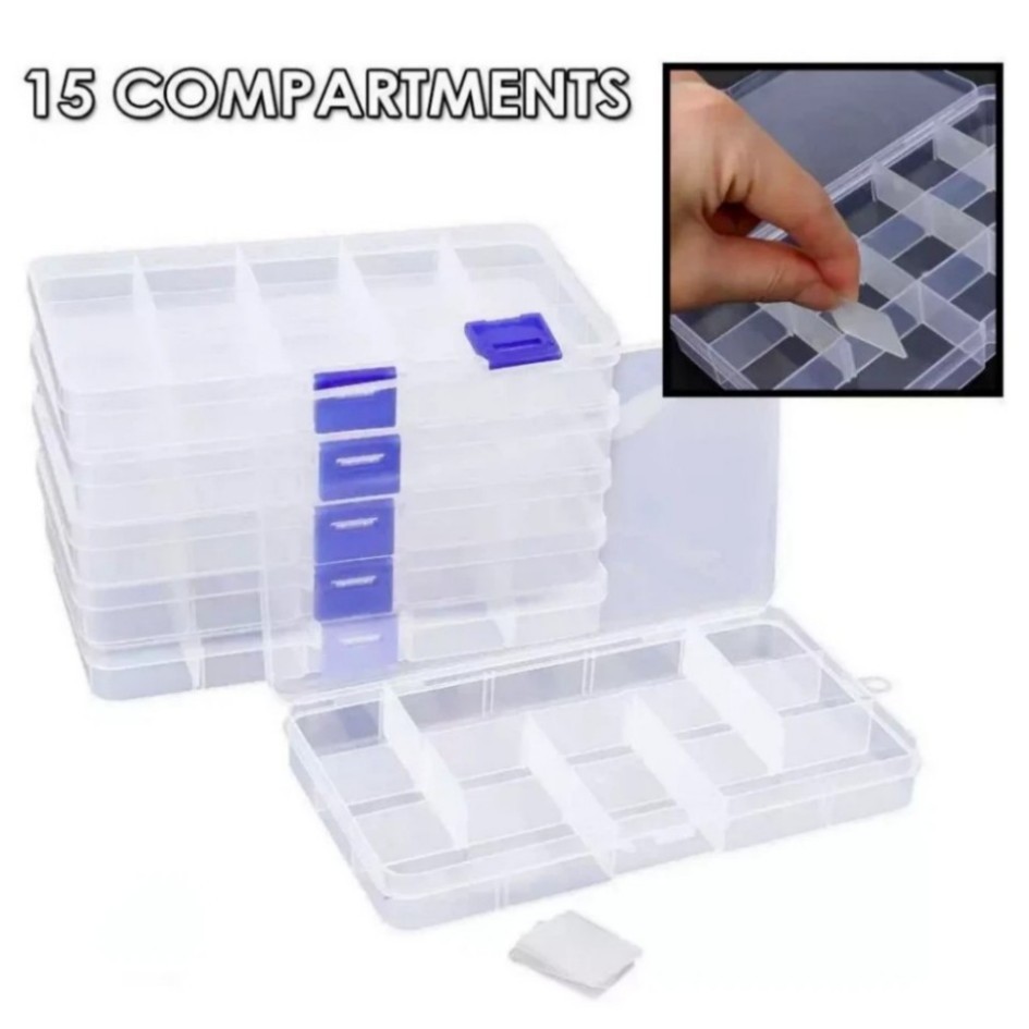6 Clear Jewelry Box Plastic Bead Storage Craft Container Earrings Organizer-#/#