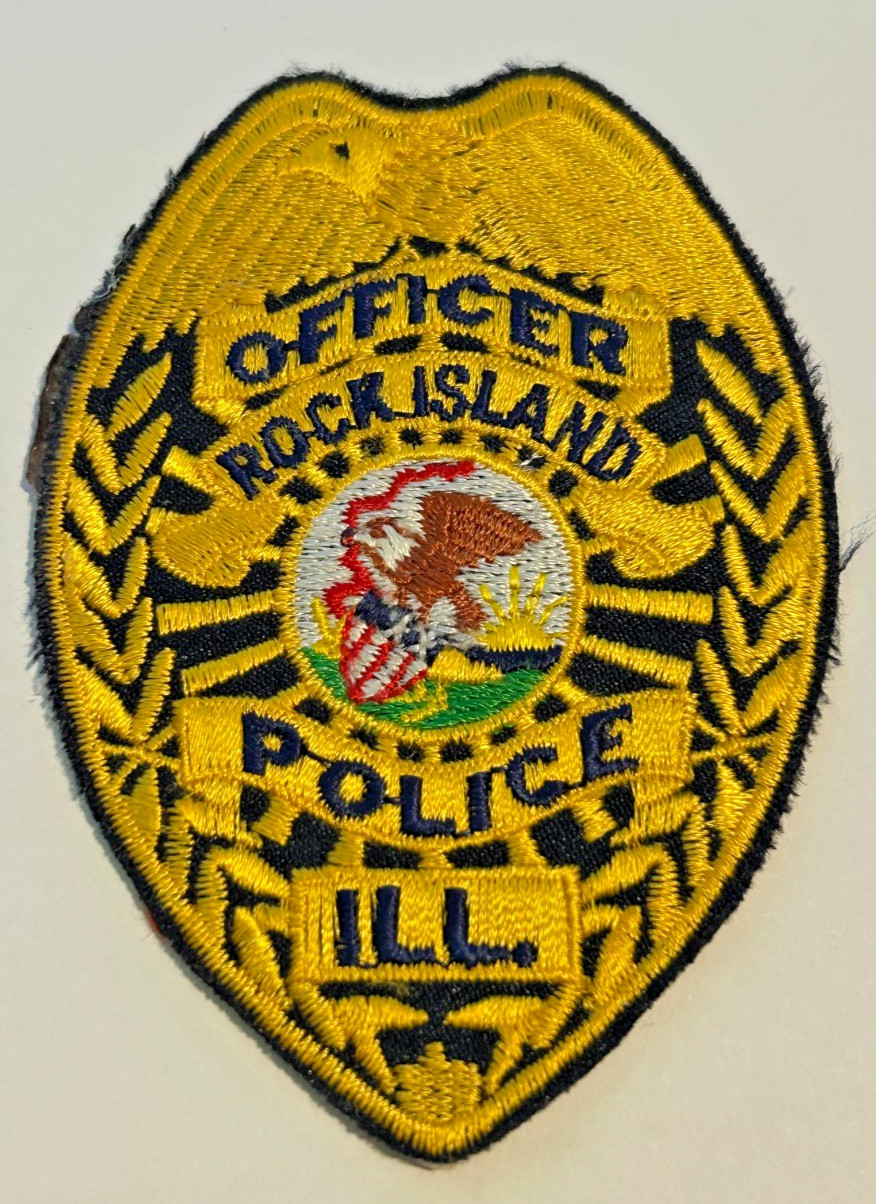 Vintage Rock Island Illinois Police 3" Hat Vest Patch Uniform Take Off