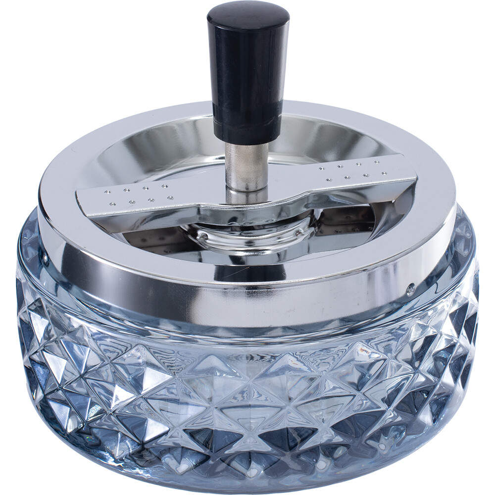 4.75" Heavy Glass Push Down Spinning Cigarette Ashtray