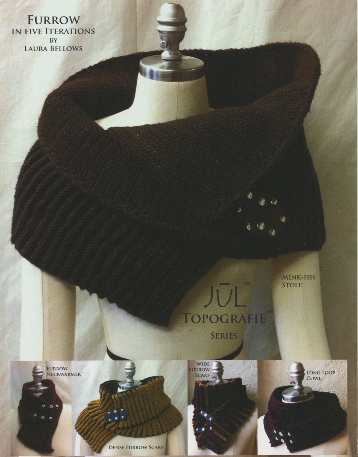 Furrow in Five Iterations by Laura Bellows Stole Scarf Cowl Jul Knitting Pattern