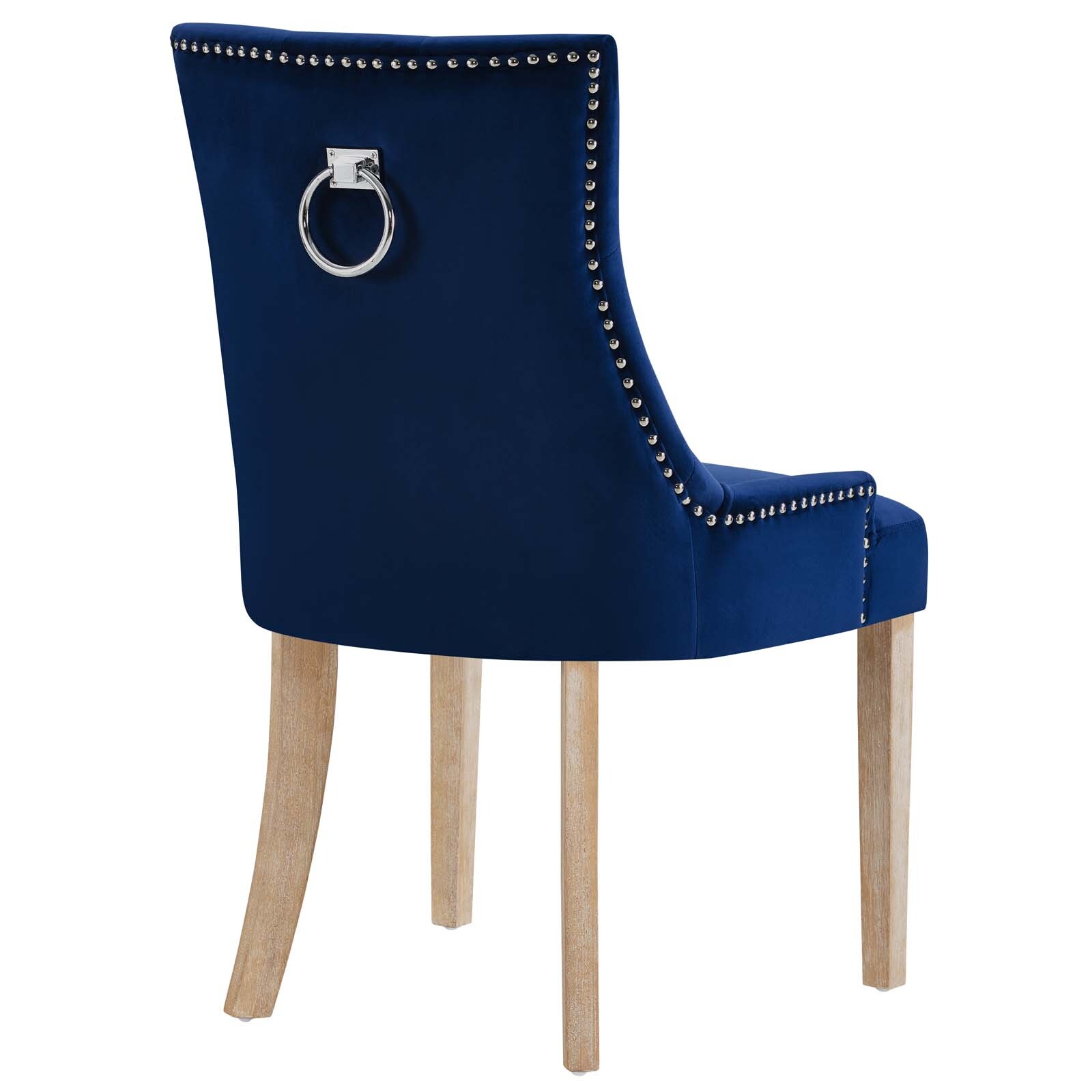Modway Pose Dining Chair Performance Velvet Set of 2 in Navy