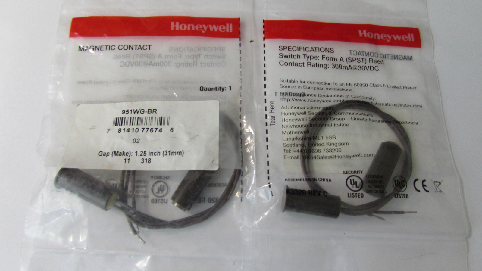 Honeywell Resideo 951WG-BR Brown Recessed Window Door Alarm Contact (2-Lot)
