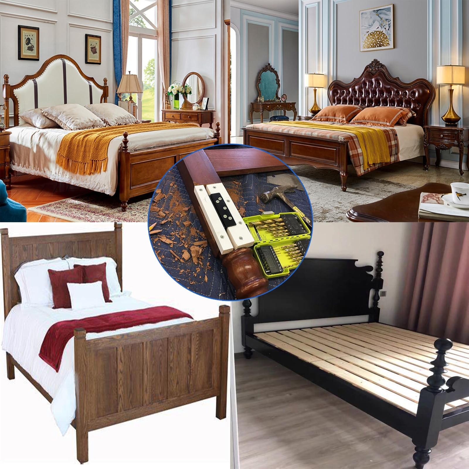 Bed Frame Hardware Bed Post Double Hook Slot Brackets Attachment Hardware, He...