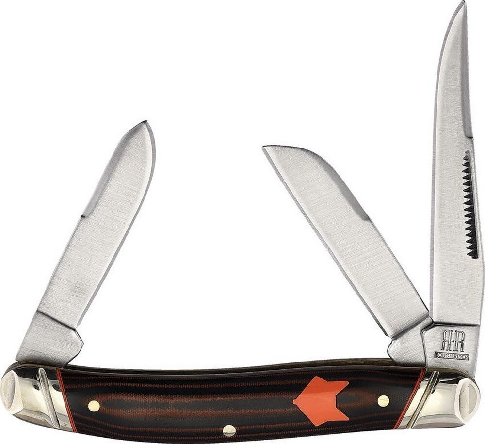Rough Ryder Stockman Pocket Knife 440A Steel Blades Micarta Handle RR2303-KB301R