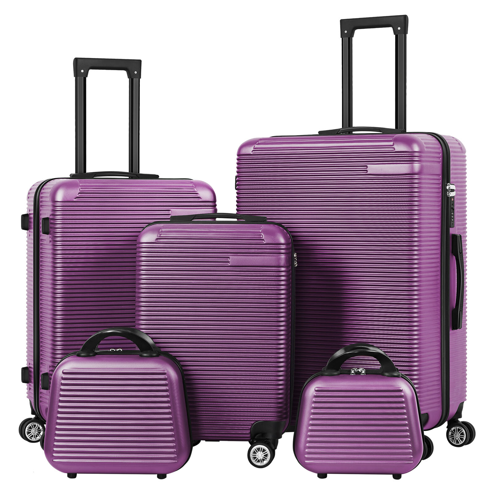 5-Piece Set Luggage Hardside Lightweight Suitcase with Spinner Wheels TSA Lock