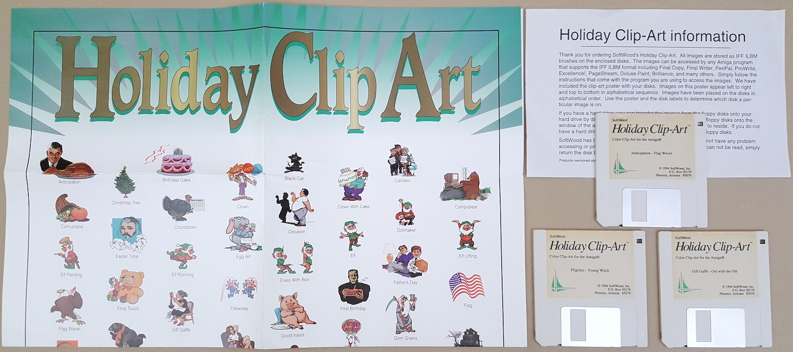 Holiday Color Clip-Art ©1994 SoftWood for Amiga DPaint Final Copy Writer etc...