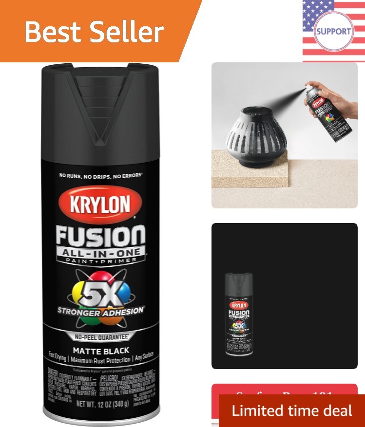 Fusion All-In-One Matte Black Spray Paint 12 oz for Indoor/Outdoor Projects