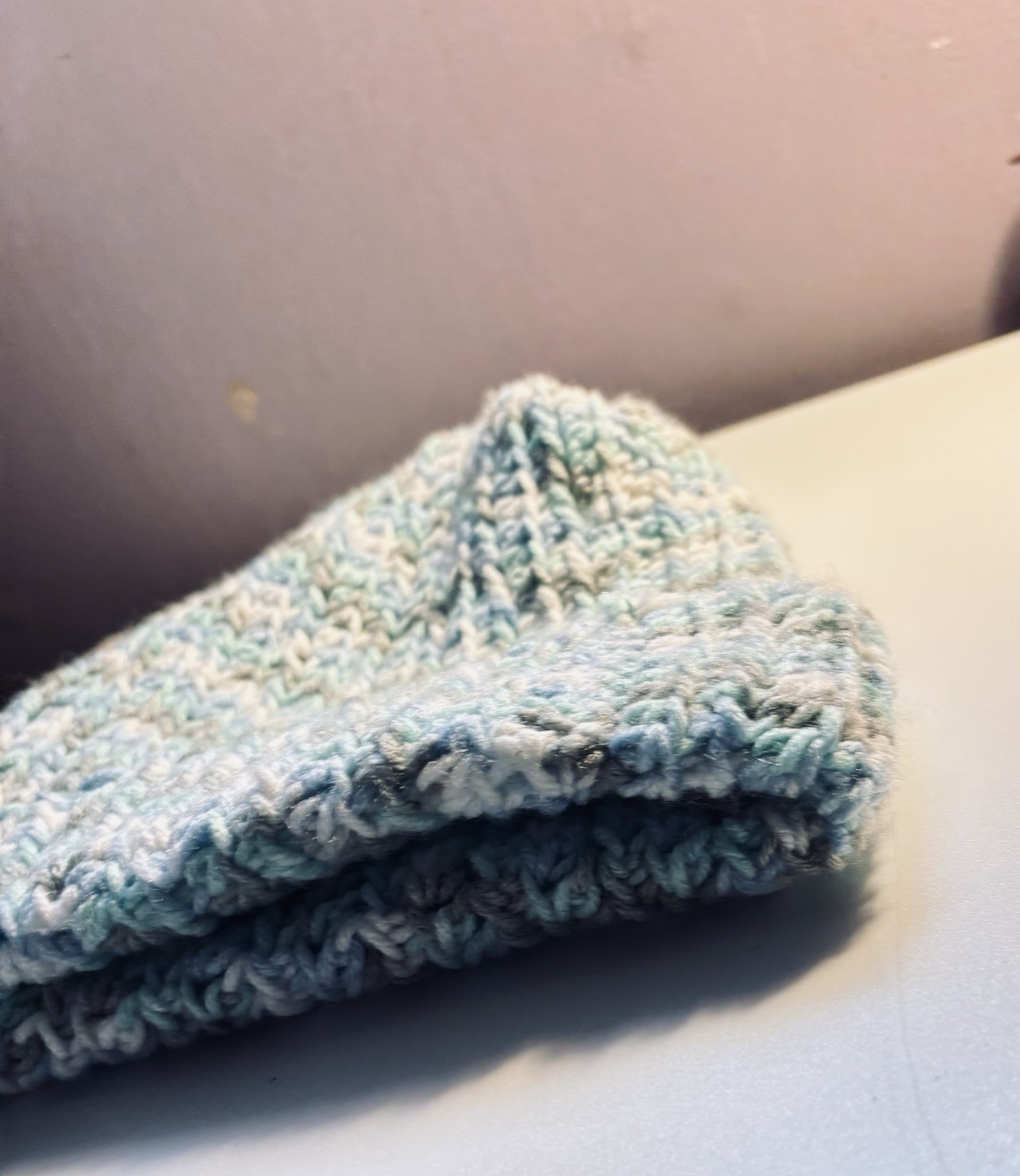 pack of 3! Handmade Knitted Beanies Adult Size Pastel Purple Blue Multicolor