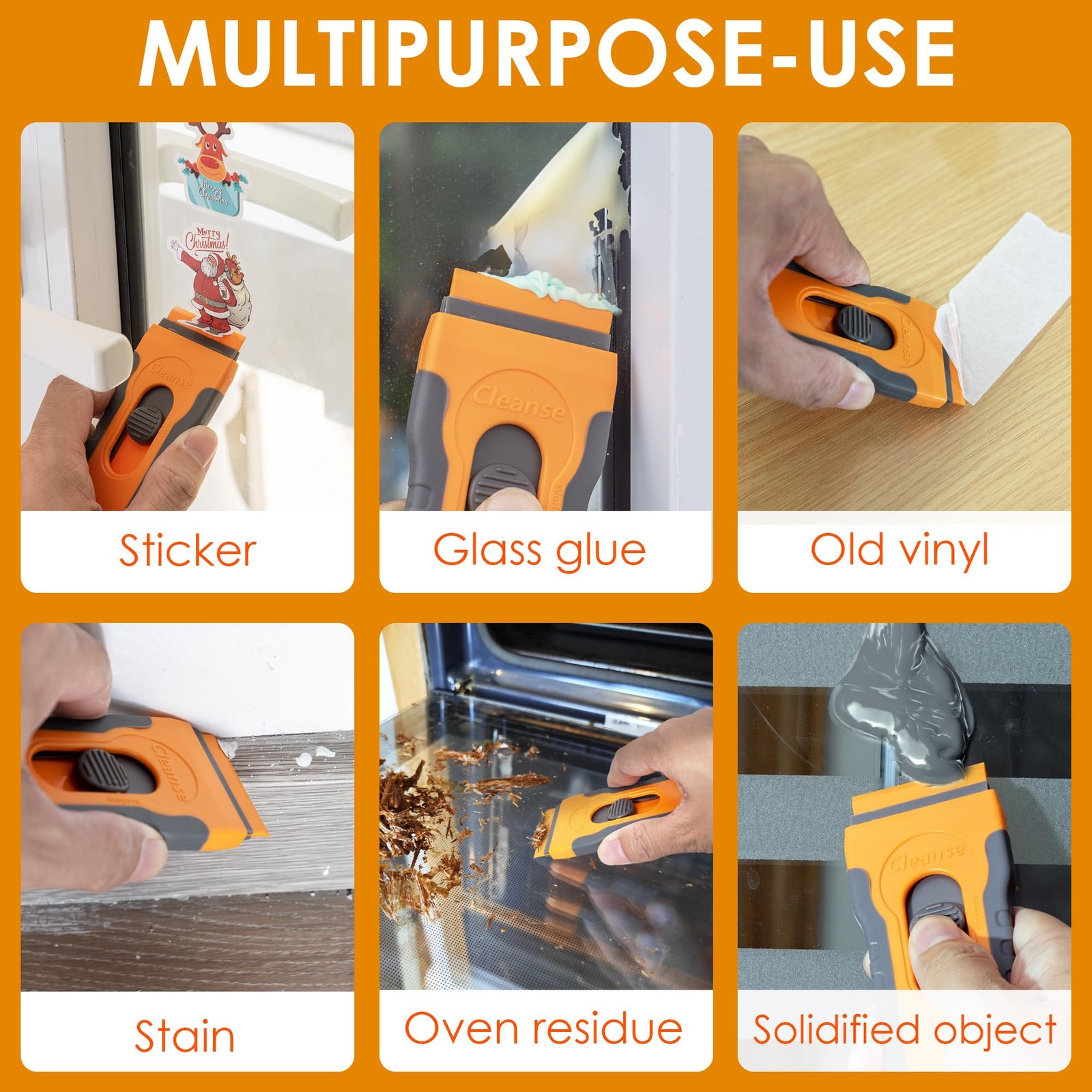 100Pcs Blade Plastic Razor Scraper with Retractable Blade: Without...