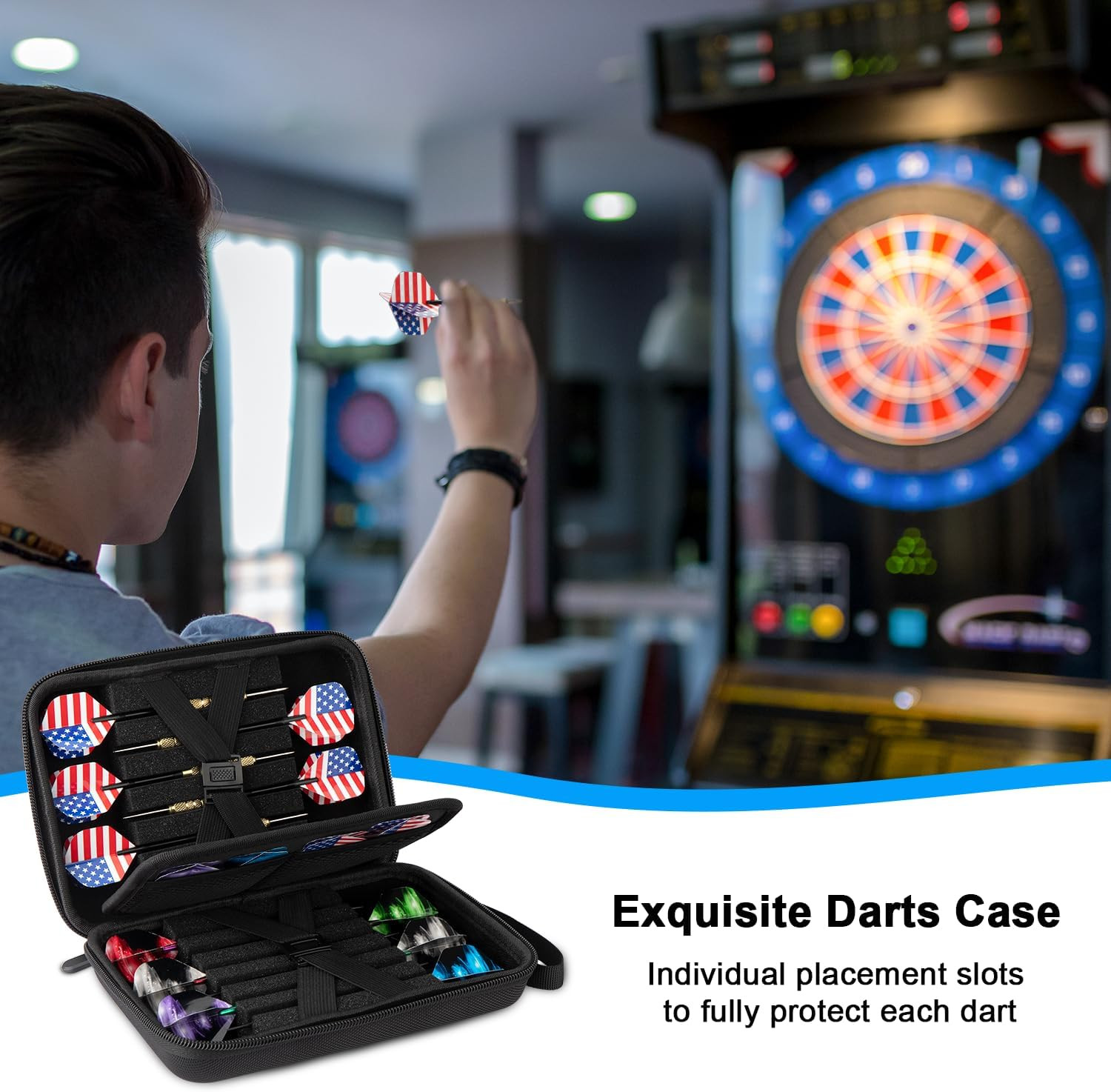 Dart Case for 12 Darts, Carrying Storage Holder Dart Tips/Shafts/Flights (Black)