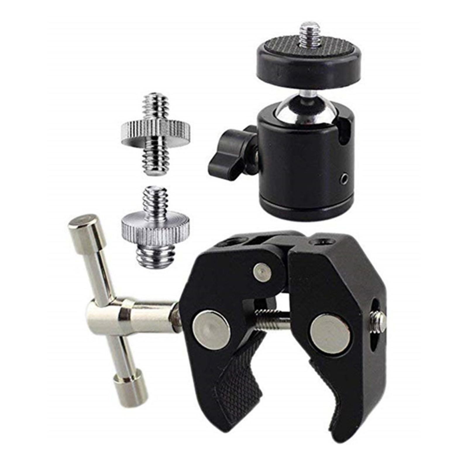 Clamp Mount Mini 360° Rotatable Ball Head 1/4"-20 For DSLR Camera Tripod Monitor