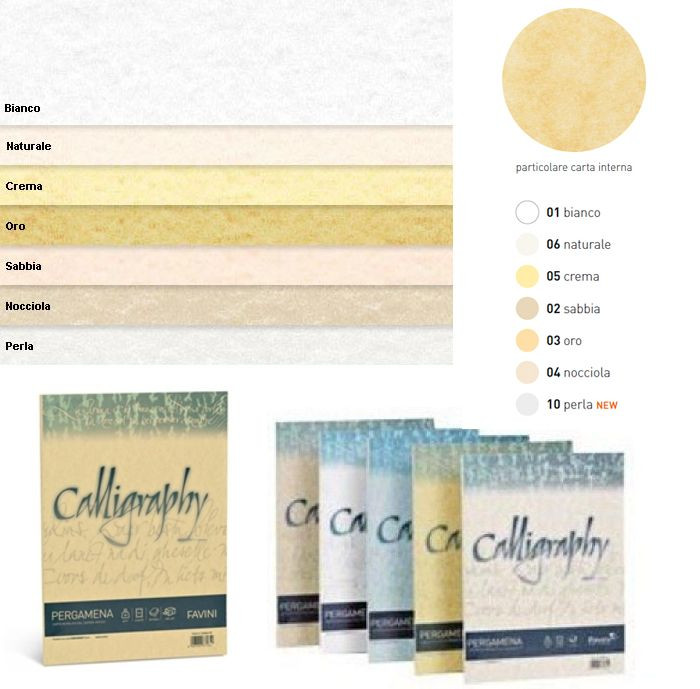 RISMA CALLIGRAPHY PAPER PARCHMENT 50 FG. A4 GR. 90 DISP. IN 7 COLORS