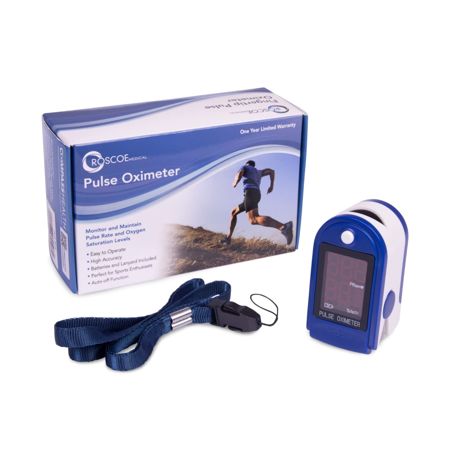 Roscoe Medical Finger Pulse Oximeter O2 Monitor, Pulse Ox Finger Oxygen Monitor