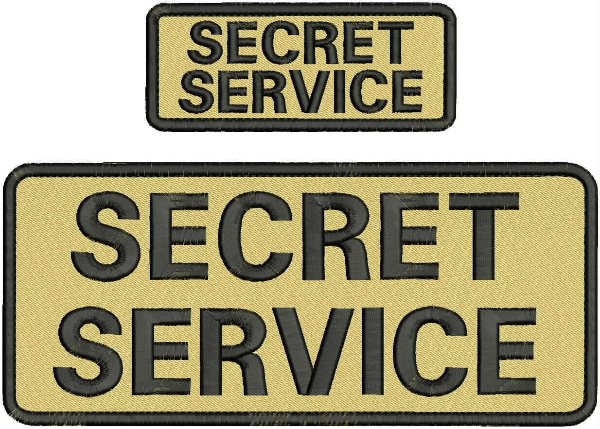 SECRET SERVICE Embroidery Patch 4x10 & 2x5 Hook On Back  Black ON TAN