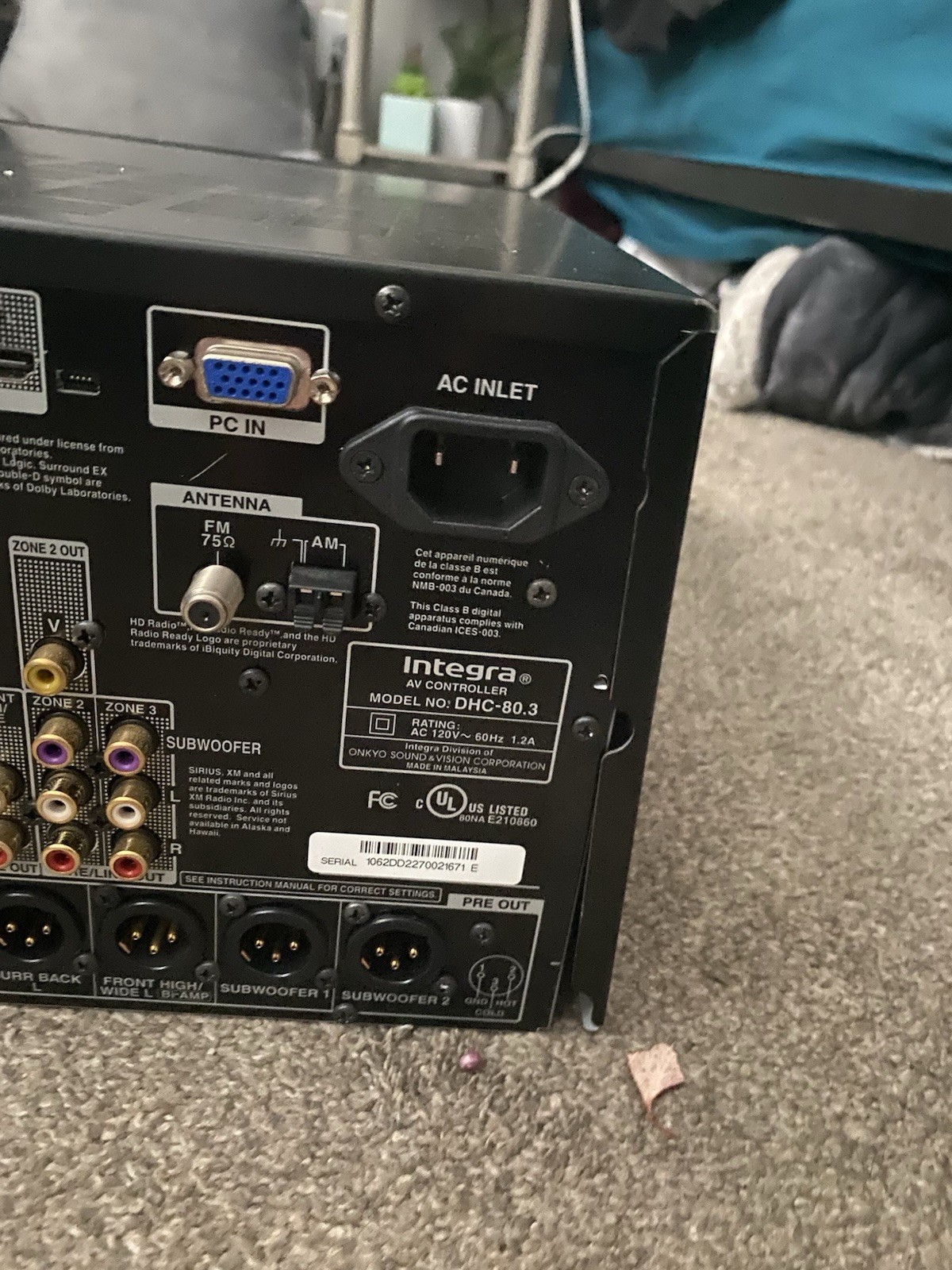 Integra AV Controller Model NO. DHC-80.3