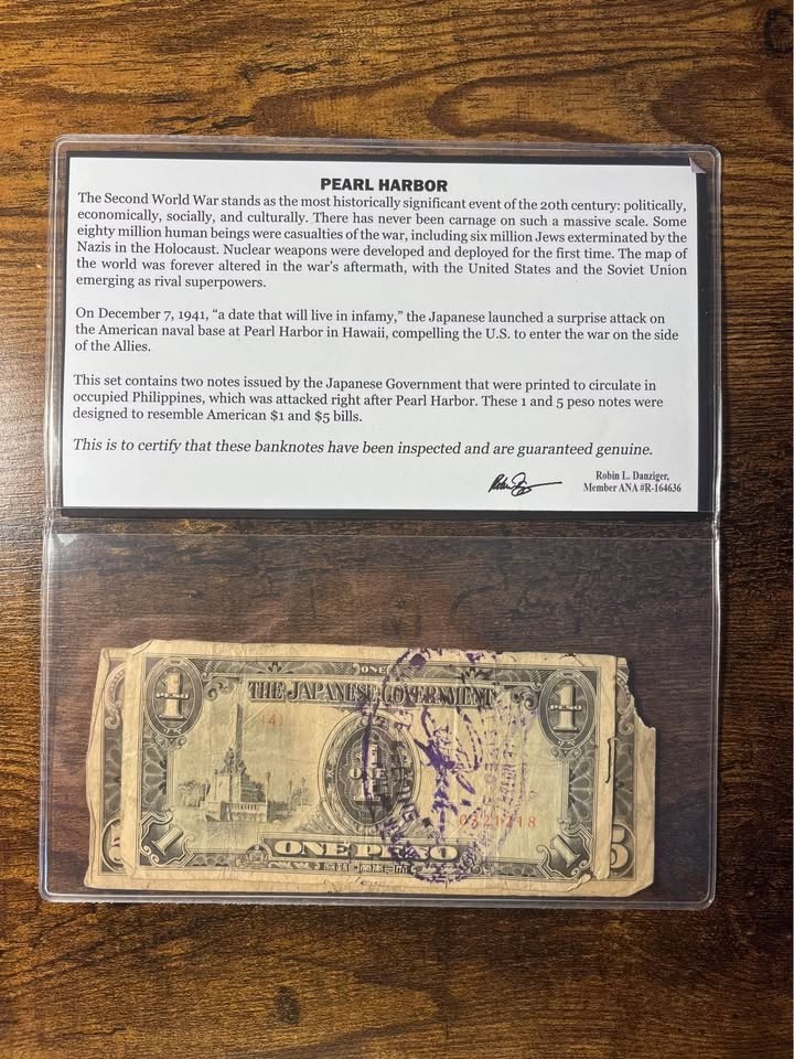 WWII “Pearl Harbor” Japanese Invasion Notes - Certified Authentic