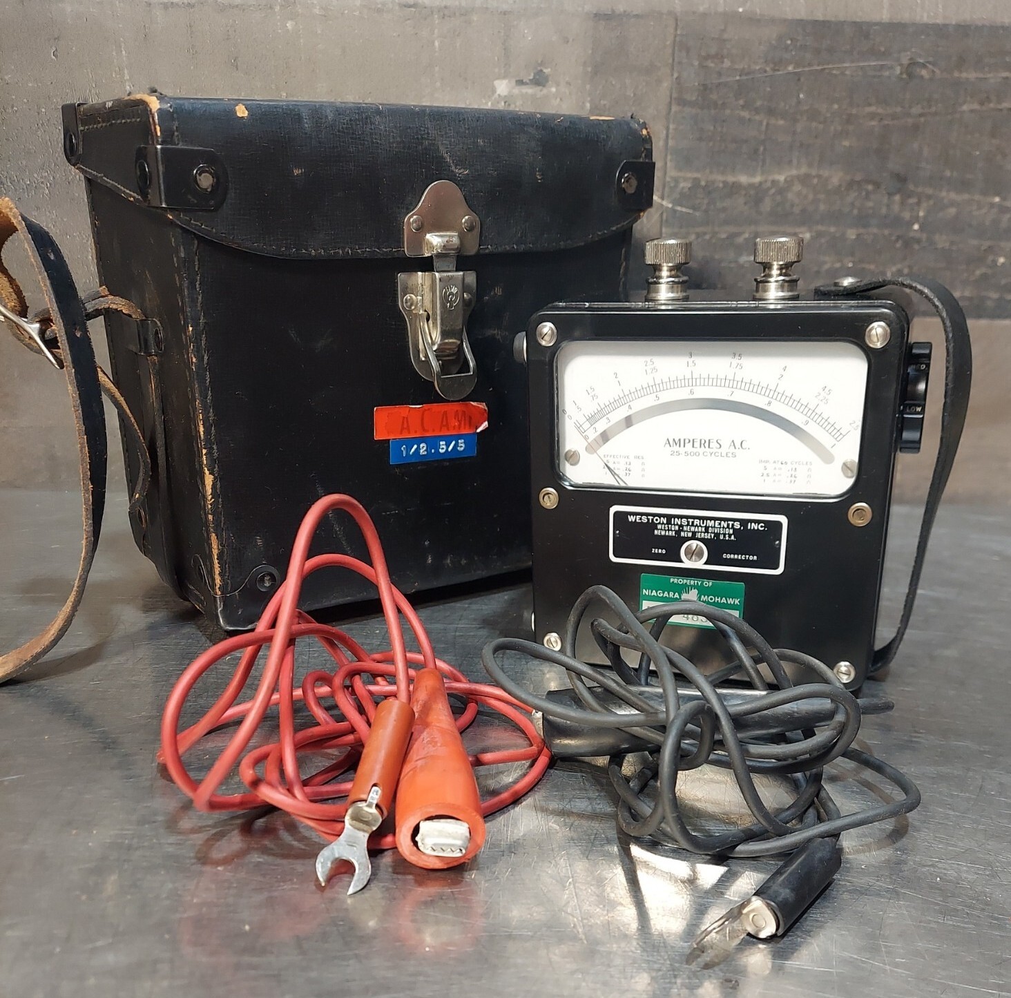 Vtg Weston Electrical Instrument AC Voltmeter Zero Corrector Model & Case Our #2