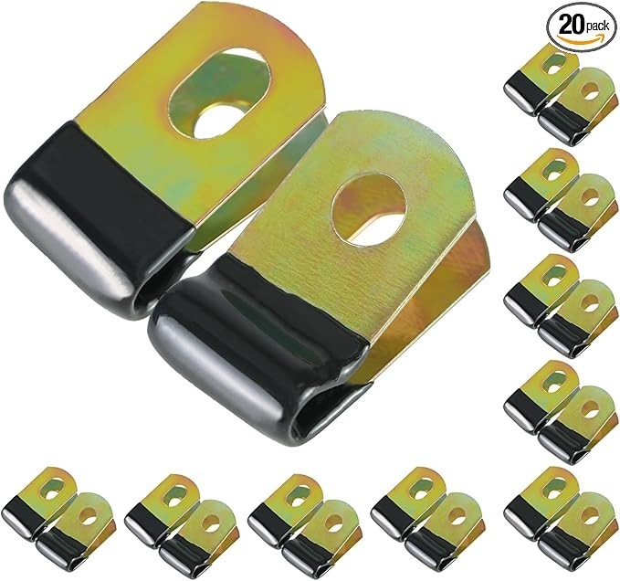 Brake Line Clip Set for 3/16" Tube, Cushioned Clip, 20 Pcs Steel Clips with Rubb