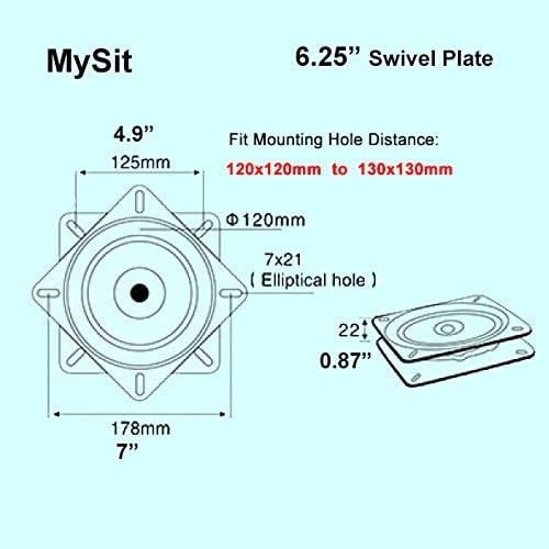 Heavy Duty 6.25-Inch Bar Stool Swivel with 360° Rotation - Easy Install Plate