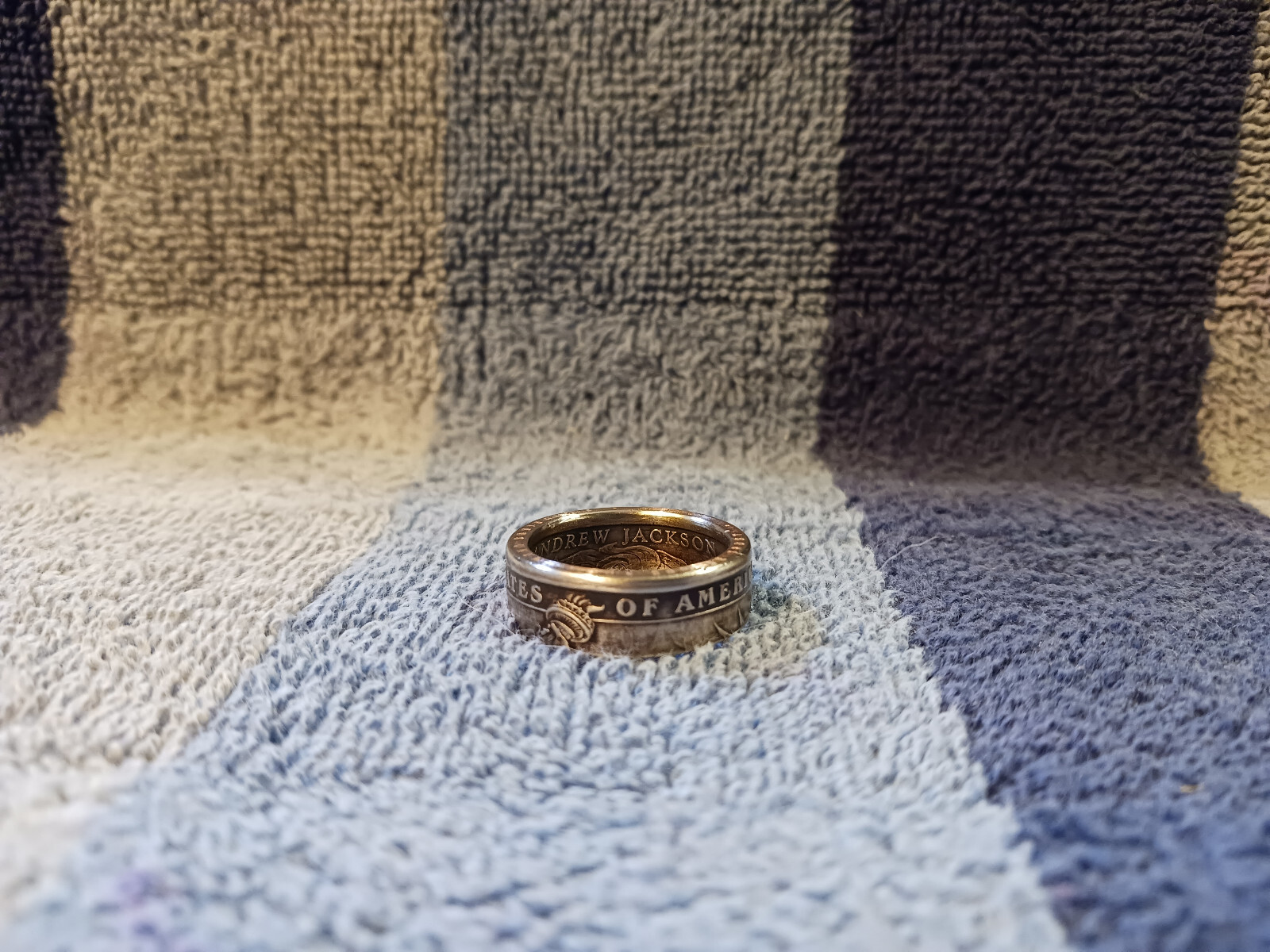 2008  Handcrafted A. J ackson 1 Dollar Coin Ring  Size 9 (A)