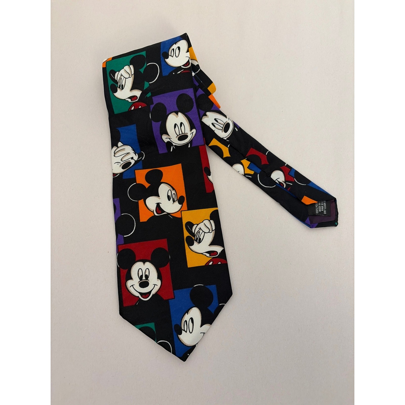 Disney Necktie Mens OS Multicolor Excellent Mickey Mouse Pop Art Graphic Print
