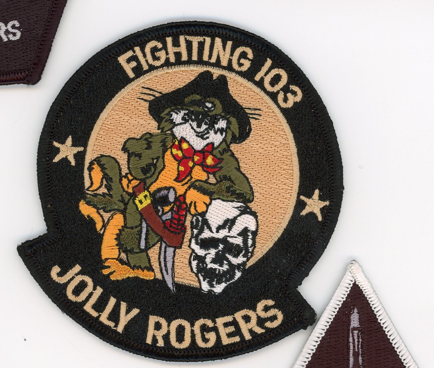PATCH USN F-14 TOMCAT VF-103 JOLLY ROGERS CAT DESERT IRON ON PARCHE