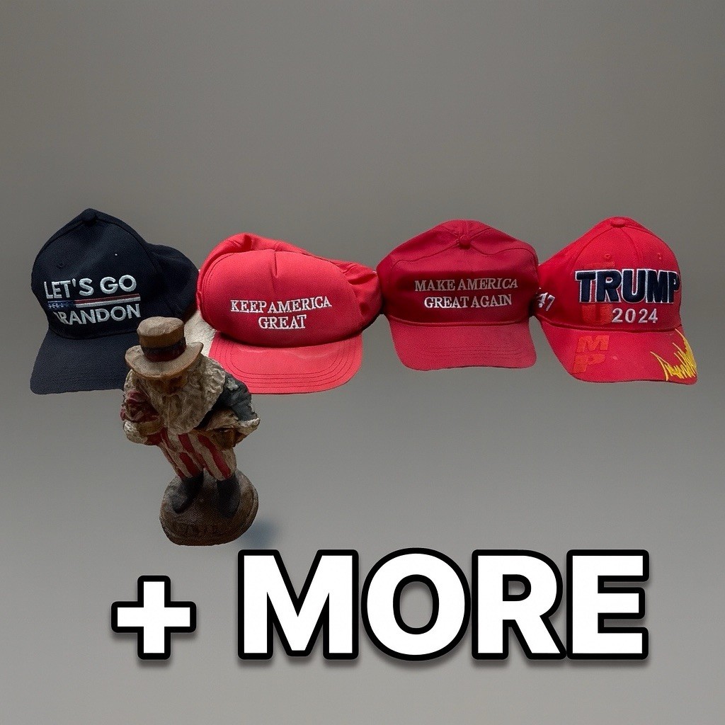 🧢🇺🇸 Giant Donald Trump MAGA Hat Lot Uncle Sam 1912 Figure + Card