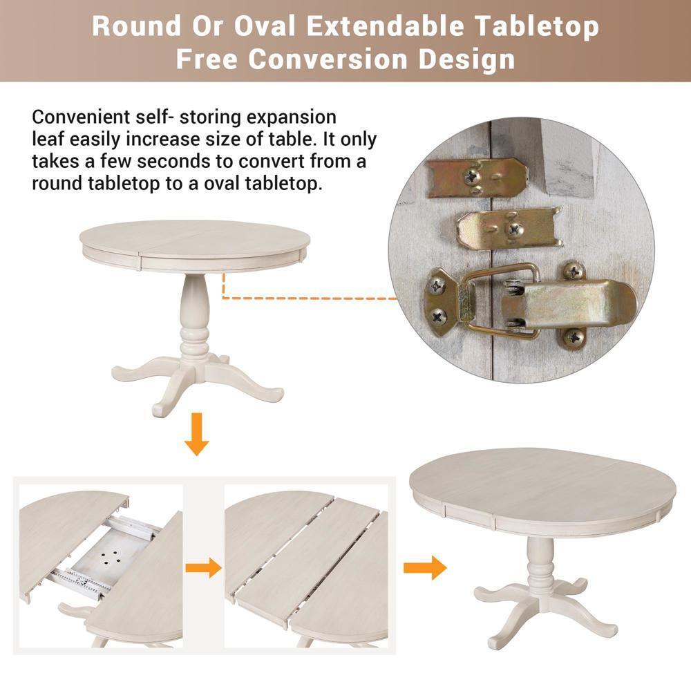 Sturdy and Durable 5 Piece Kitchen Table Set Round Table and 4 Kitchen Chairs