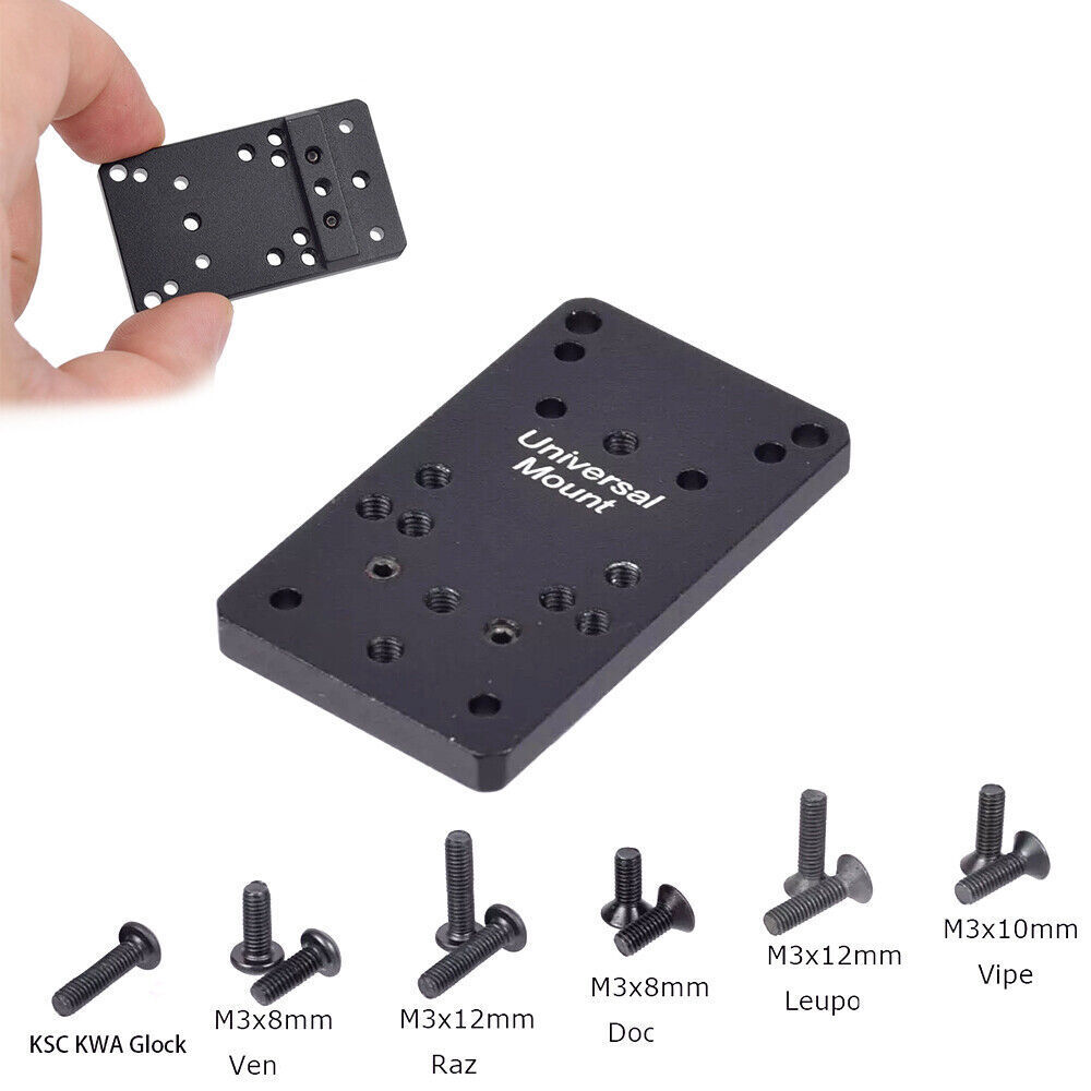Universal Glock Rear Sight Mount Plate Base Fit Red Dot Sight Pistol-Black US