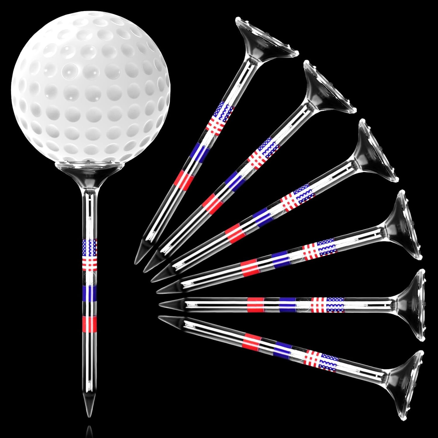 100 Pack Golf Tees 3 1/4'' Plastic Golf Tees Unbreakable American Flag Golf Tees
