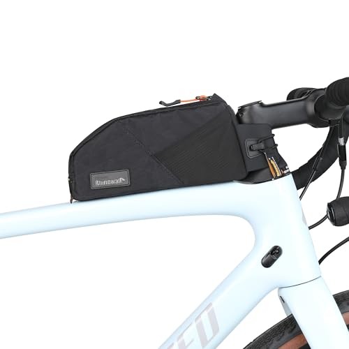 Bicycle Top Tube Bag Bike Front Frame Bag 1.2L Screw or Strap fixing All black