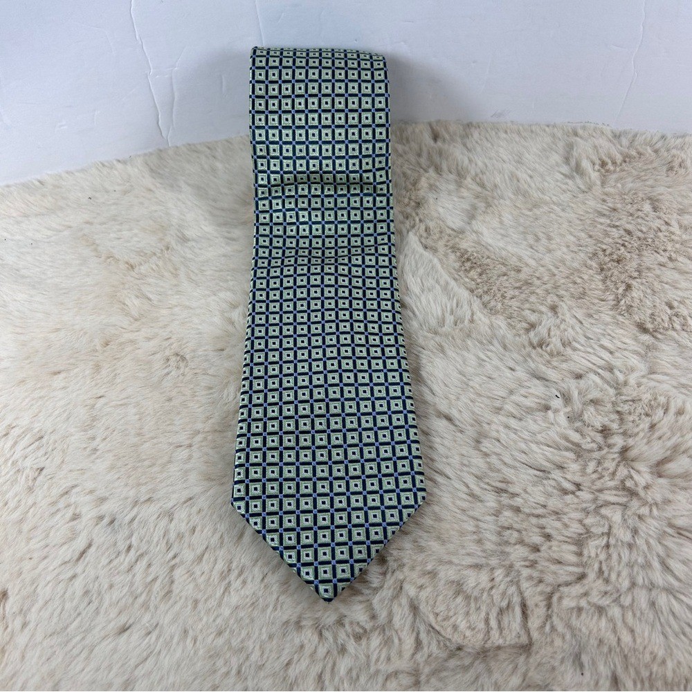 Chaps Black and Green Classic Tie with Geometric Pattern