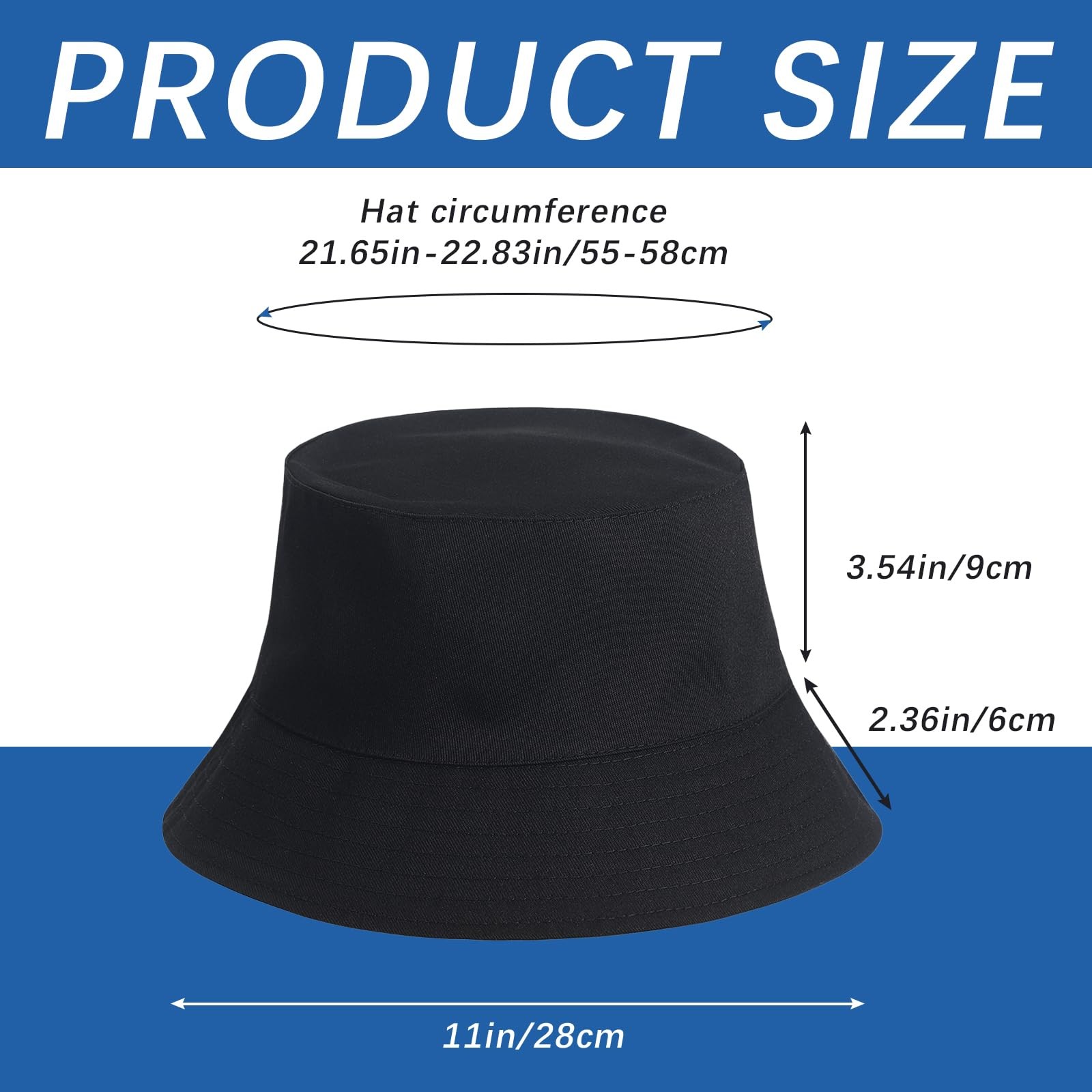 12pcs Bucket hat Black Sublimated Bucket Hats Bulk Bucket Hats Bulk Solid Col...