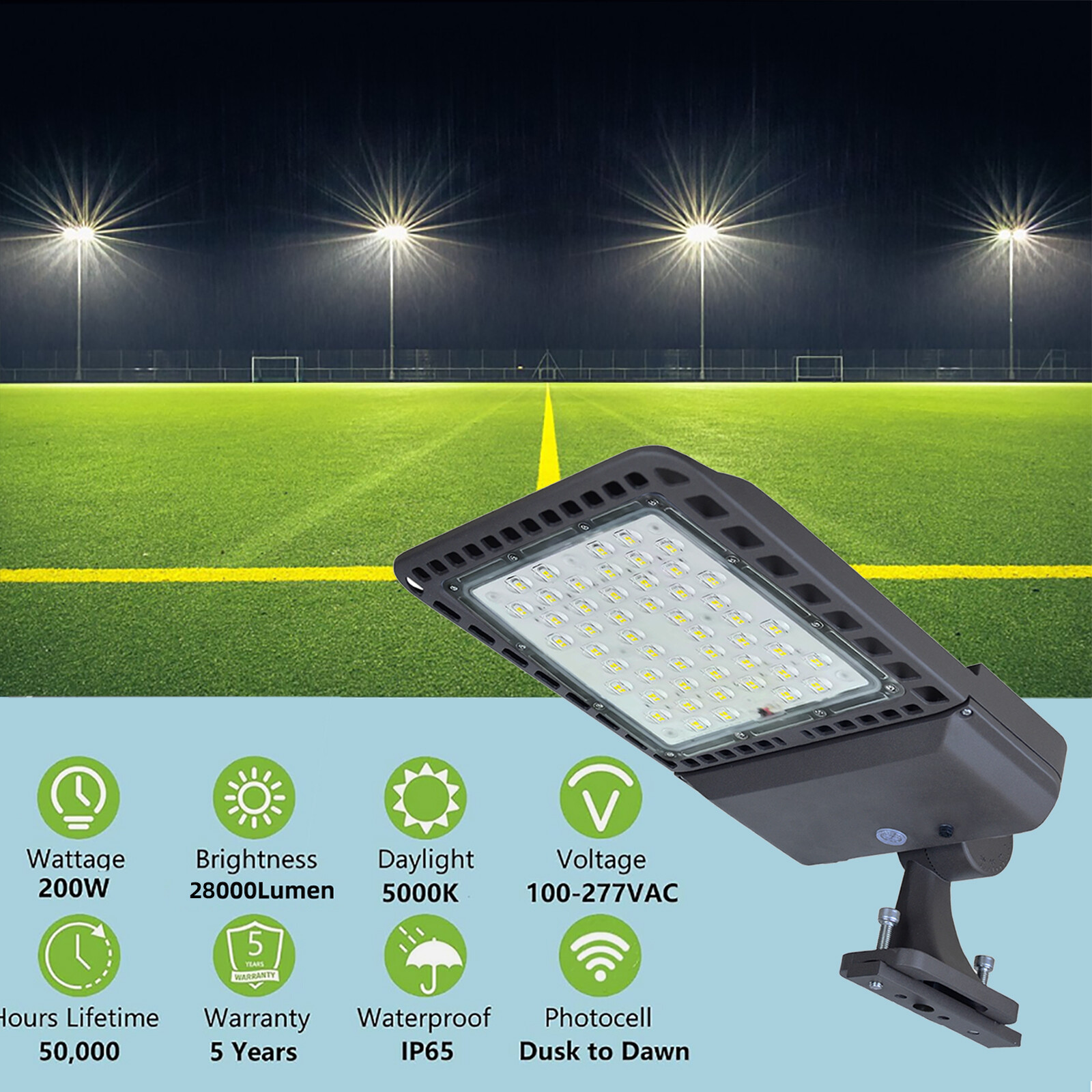 LED Parking Lot Light - 200W Street Lights Dusk to Dawn Outdoor Lighting 3 PACK