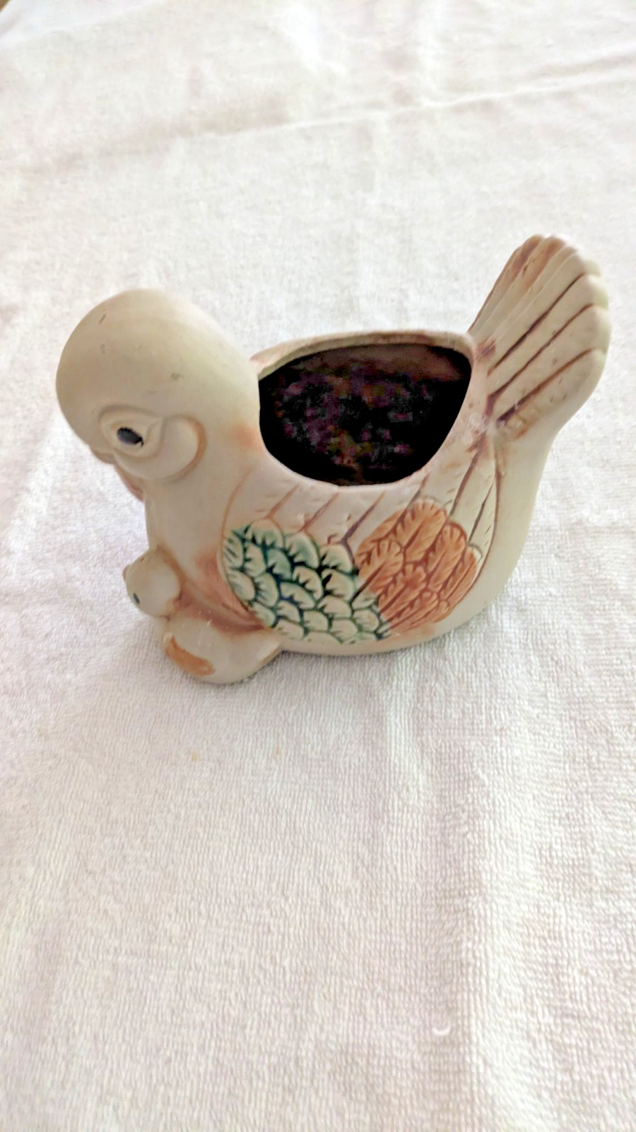 Unbranded Ceramic Mamma & Baby Chick Planter 7"x5"x5" Ex Cond