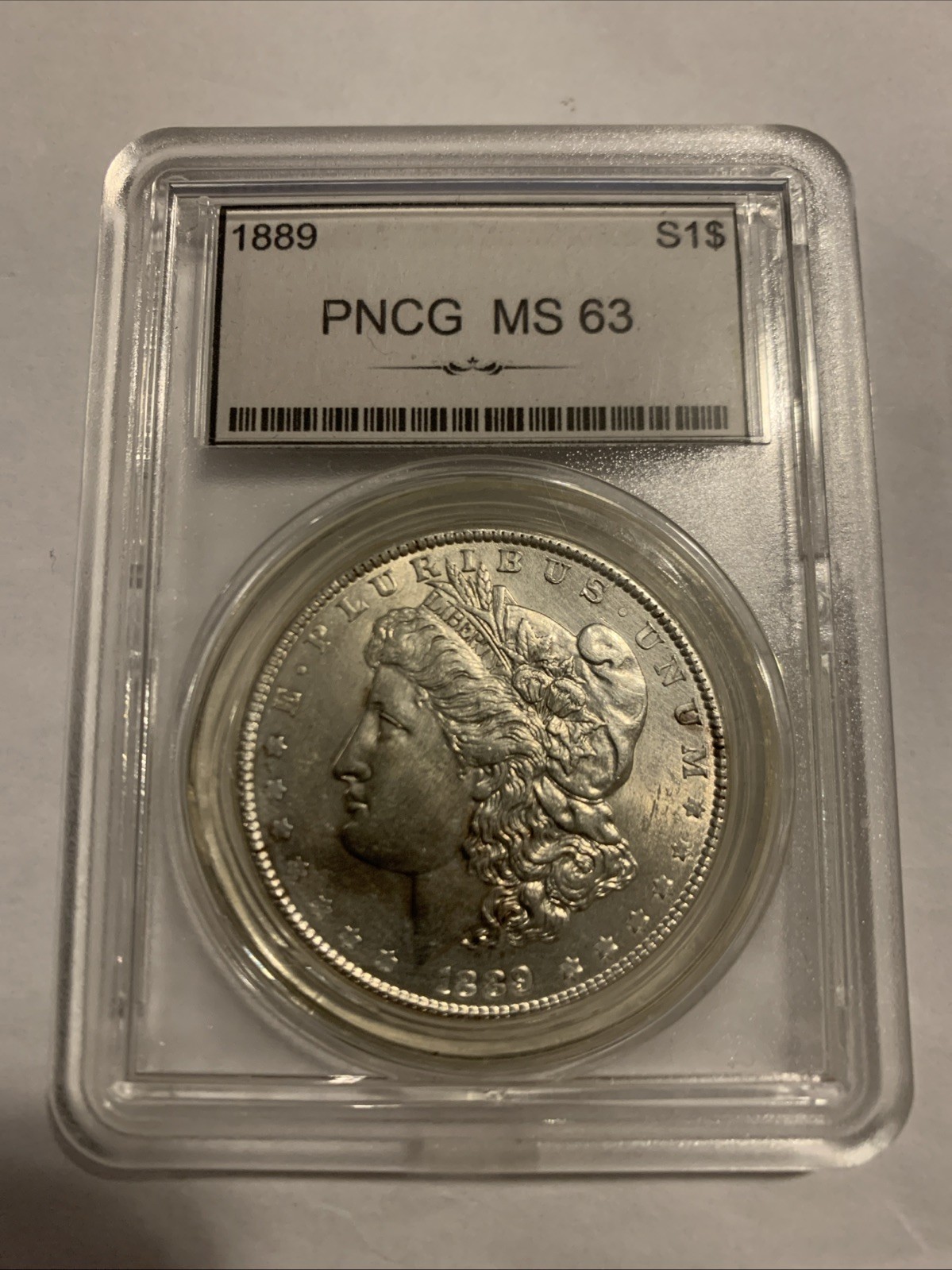 USA $1 Dollar~Peace Dollar 1889~ PNCG MS63 Silver Coin