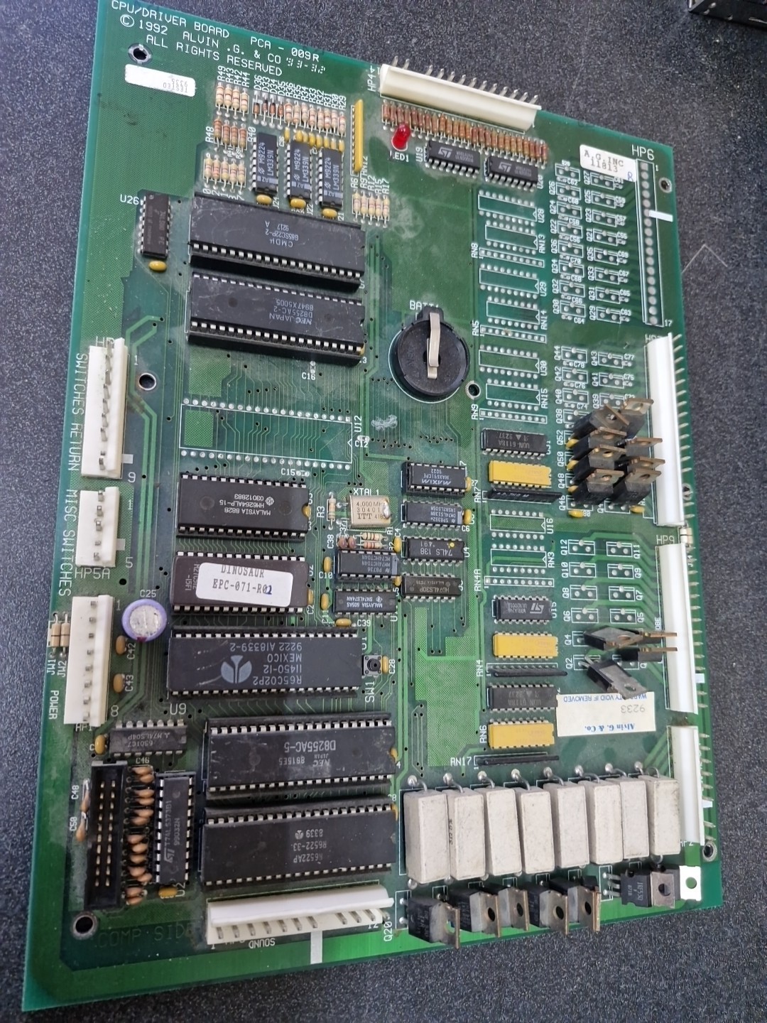 Alvin G Dinosaur Pinball Machine USED CPU/Driver Board