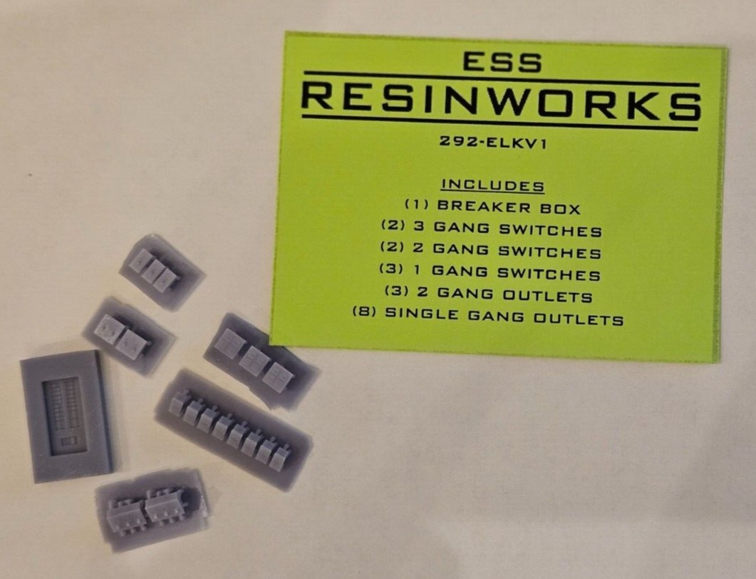 1:24 G SCALE GARAGE DIORAMA ELECTRICAL ACCESSORIES 292-ELKV1 OUTLETS SWITCHES