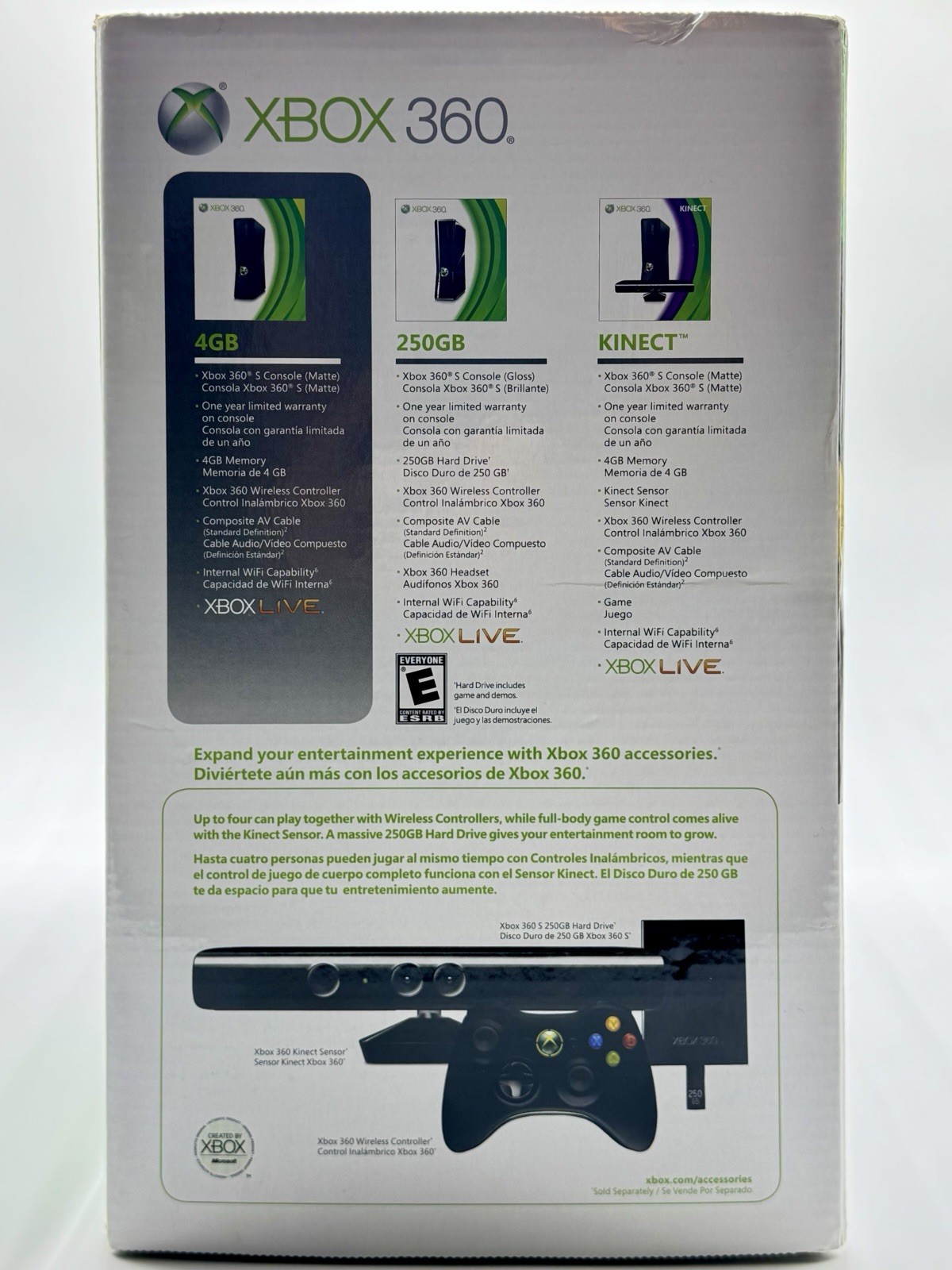 Xbox 360 Slim 4GB CIB Bundle — Kinect 3 Controllers Mic Media remote 4 Games Etc