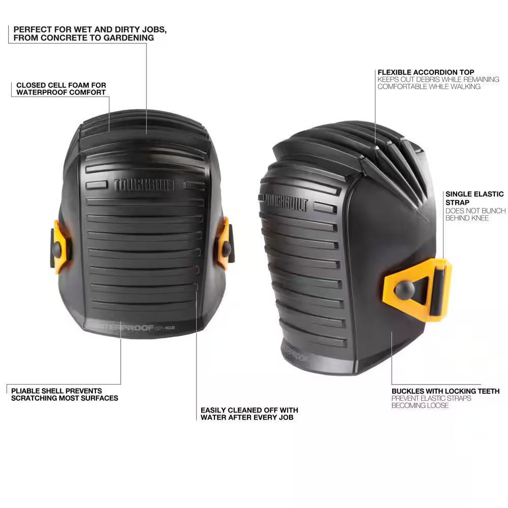 Waterproof Black Knee Pads with Flexible Accordion Construction