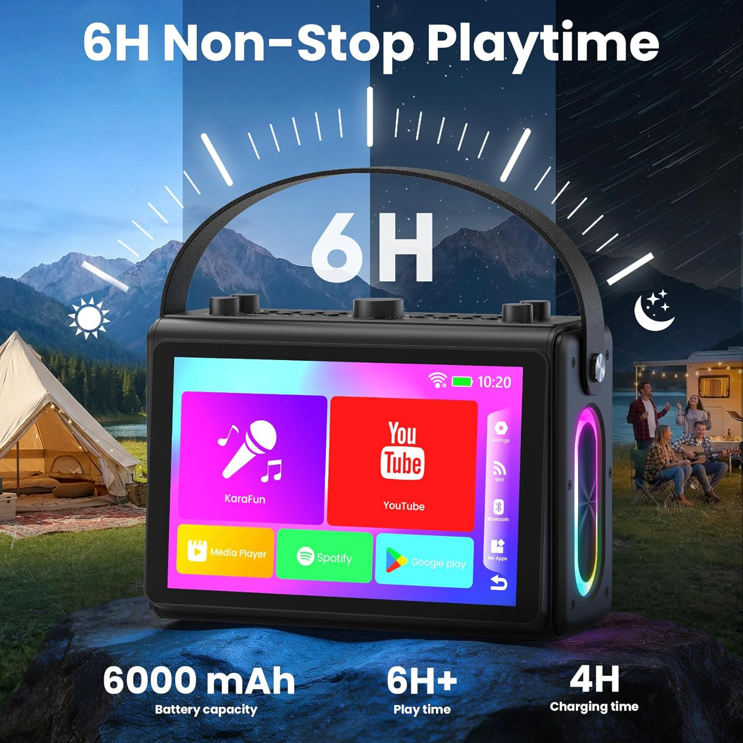 Portable Karaoke Machine with 10.1" HD Screen & 2 Wireless Microphones