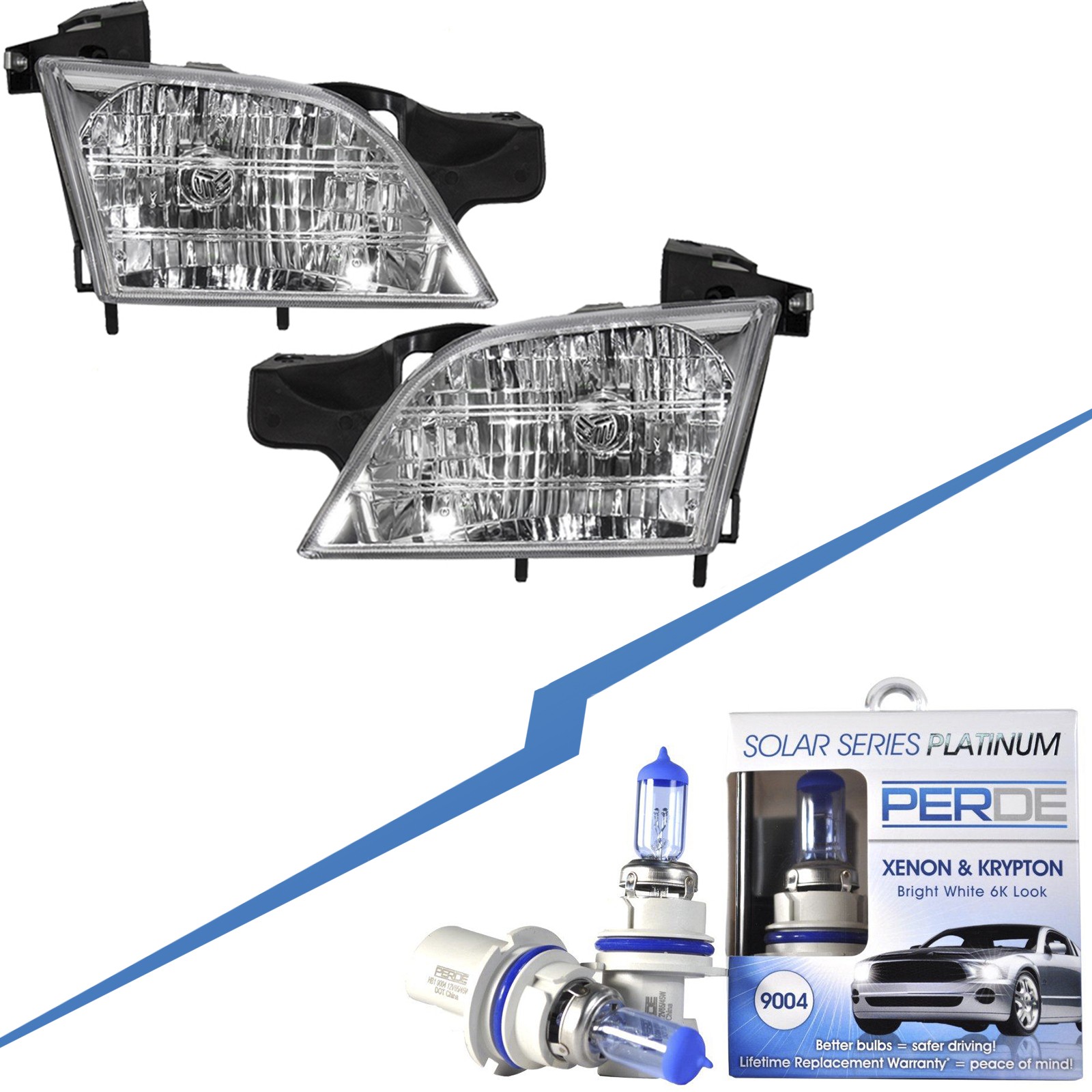 Headlight Set w/Xenon Bulbs Fits Chevrolet Venture GM2502175 GM2503175 Halogen